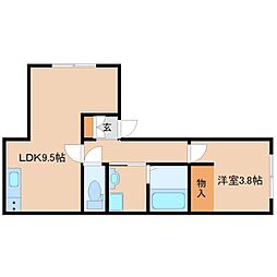 フラッツ西立花 1LDKの間取図画像