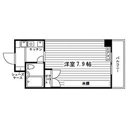 グランシャリオ南塚口 3階1Kの間取り