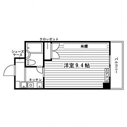 グランシャリオ南塚口 3階1Kの間取り