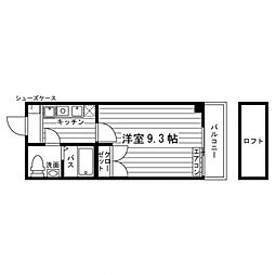 ヴィルヴィラージュ長瀬 7階1Kの間取り