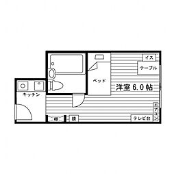 ベルヴュコート江坂 ワンルームの間取図画像