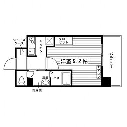 アミティエ瓦屋町 ワンルームの間取図画像
