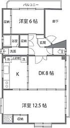 峯村ビル 3階2LDKの間取り