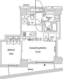 ザ・パークハビオ文京目白台プレイス 9階1LDKの間取り