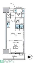 パークアクシス新宿百人町 1階1DKの間取り