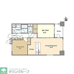 レクセルマンション上野松が谷 6階1SLDKの間取り