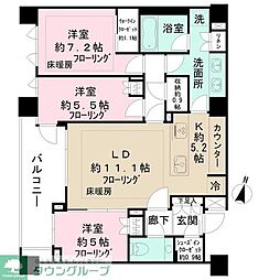 ザ・パークハウス千代田六番町 3階3LDKの間取り