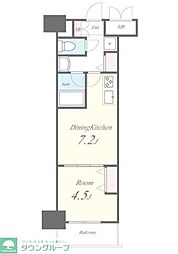 新宿区若松町マンション 1DKの間取図画像