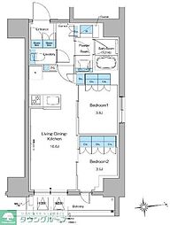 ルフォンプログレ上野御徒町 13階2LDKの間取り