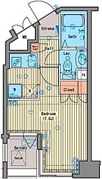 ガーラ文京本郷台 8階ワンルームの間取り