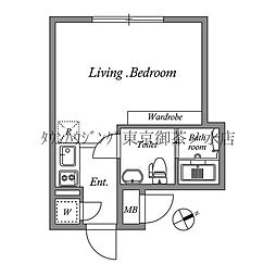 ALERO後楽園 202 2階ワンルームの間取り