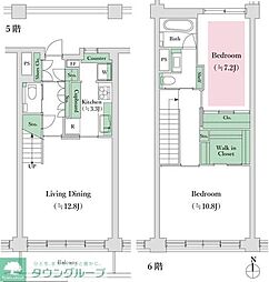 クレセントマンション 5階2LDKの間取り