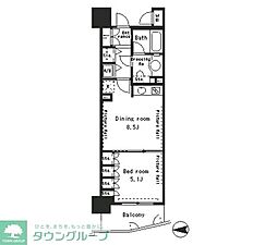 パークアクシス四谷ステージ 3階1DKの間取り