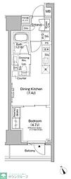 ザ・パークハビオ日本橋茅場町 1DKの間取図画像
