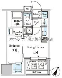 PARKAXIS神保町 1DKの間取図画像