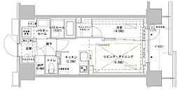 パークスフイア牛込神楽坂 1LDKの間取図画像