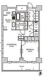 飯田橋ガーデン 1LDKの間取図画像