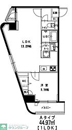 グレースヒル 1LDKの間取図画像