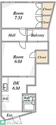 坂ビル 2DKの間取図画像