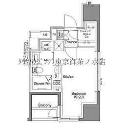 ザ・パークハビオSOHO大手町 ワンルームの間取図画像