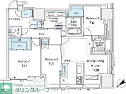 ミレアコート銀座プレミア 3LDKの間取図画像