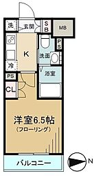 プラウドフラット神楽坂2 1Kの間取図画像