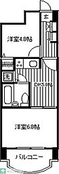 ライオンズマンション山吹町 2DKの間取図画像