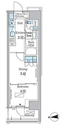 パークアクシス新宿百人町 1DKの間取図画像