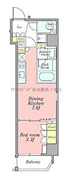 CRESTCOURT新宿山吹町 1DKの間取図画像
