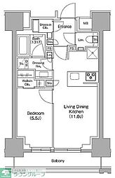 ザ・パークハビオ新御徒町 1LDKの間取図画像