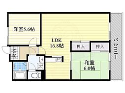 グランディール小山 2LDKの間取図画像