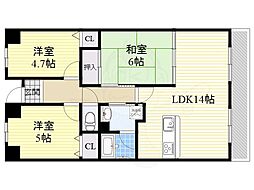 ヴィオラ千里 3LDKの間取図画像