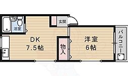 レオンコート2 1DKの間取図画像