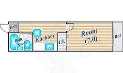 シャトー野間 1Kの間取図画像