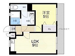 稲野第1ハイツ 1LDKの間取図画像