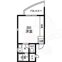 リヴァーレ待兼山 1Kの間取図画像