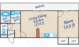 セントラルコート3 1LDKの間取図画像