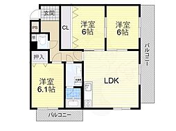 ラルジュ刀根山 3LDKの間取図画像