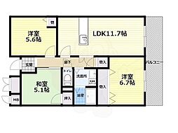 ヴェルドミール桃山台 3LDKの間取図画像