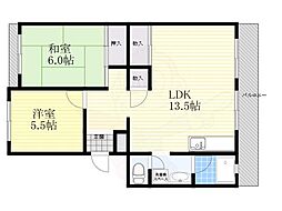 リバーサイド野畑1棟 2LDKの間取図画像