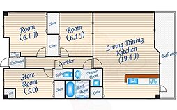 シャトー桃山台 2SLDKの間取図画像