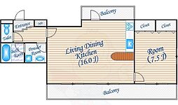 セントラルコート3 1LDKの間取図画像