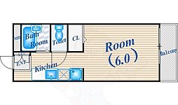 メルベーユ箕面 1Kの間取図画像