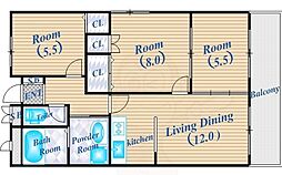 アビタシオン3 3LDKの間取図画像