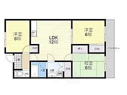 清涼ハイツ 3LDKの間取図画像