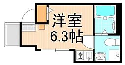 ハーモニーテラス青井VI 2階ワンルームの間取り