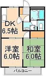 ボナール 3階2DKの間取り