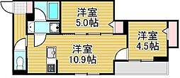セレスティア六町IV 2LDKの間取図画像