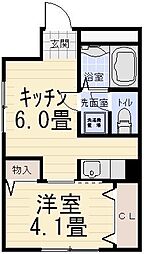 ワコーレ千住B棟 1DKの間取図画像