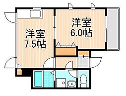 フレールかもん 1DKの間取図画像